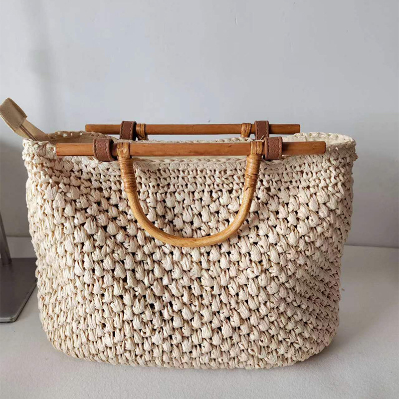 Women Bags Handmade - حقيبة من القش للنساء من الخشب