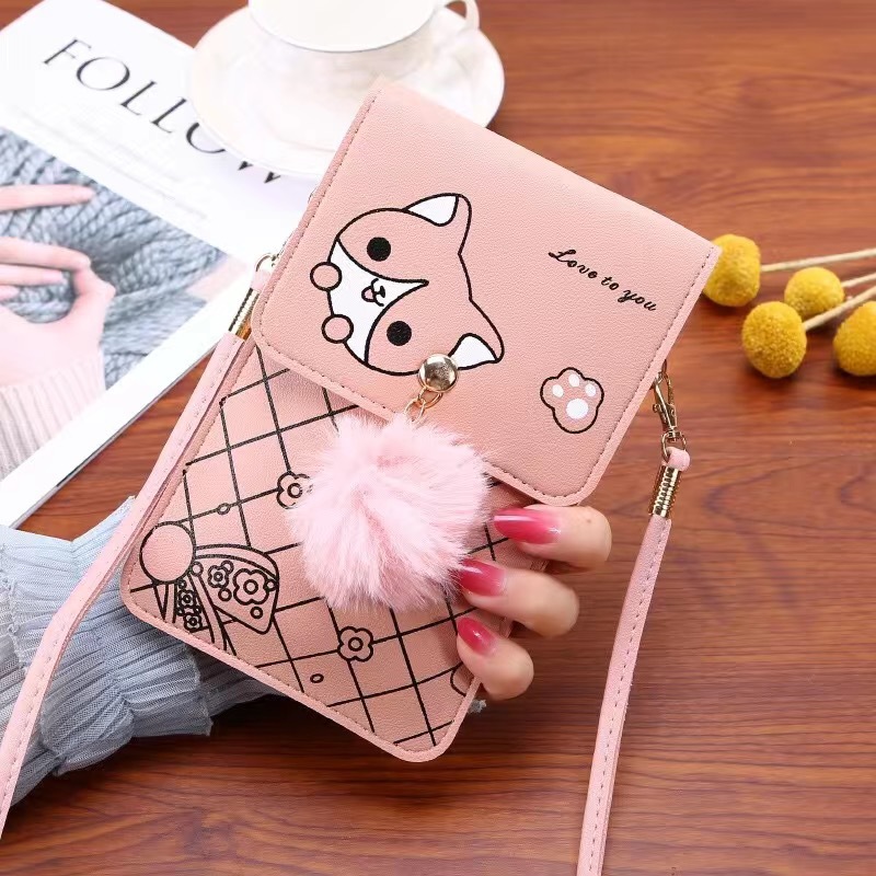 Women Bags Leather - حقيبة هاتف بنمط كرتوني لطيف تعمل