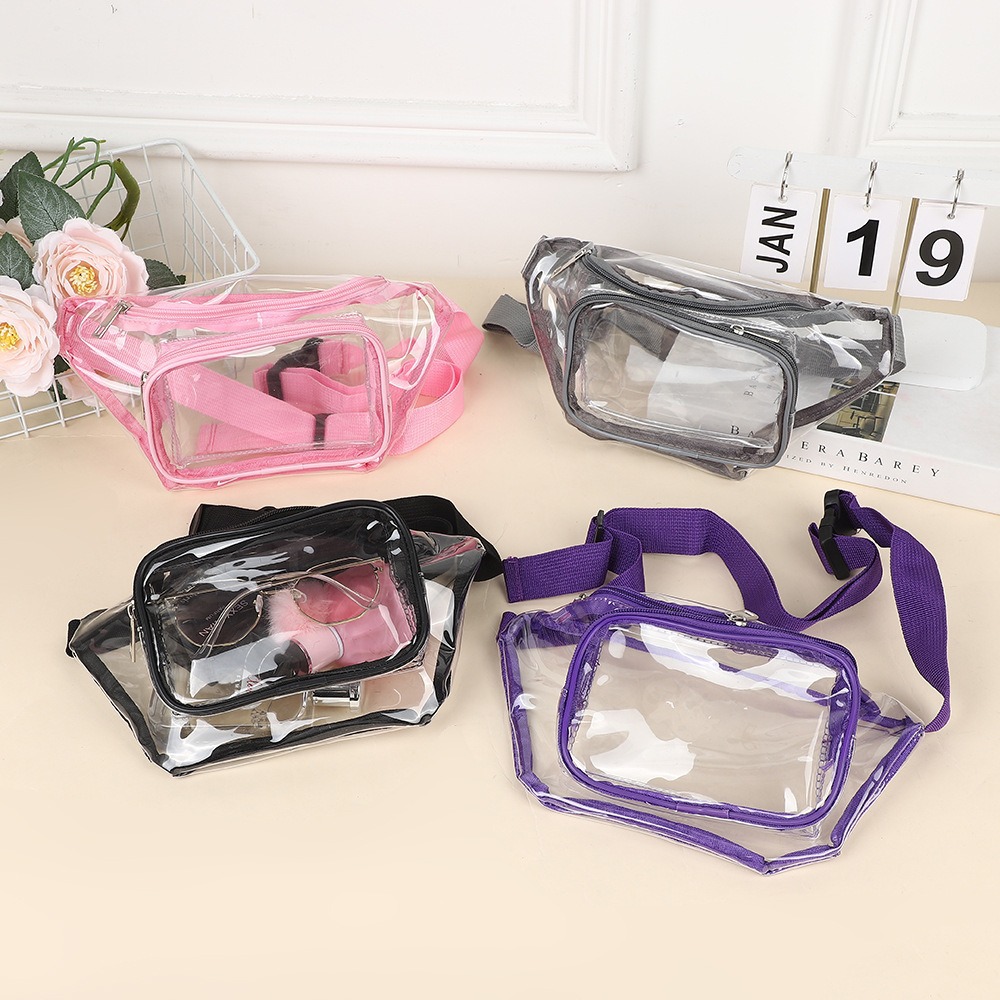 Women Bags Waterproof - حقيبة خصر شفافة من البولي فينيل
