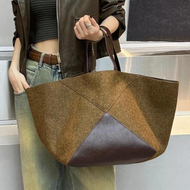 Women Handheld Bags - الخريف والشتاء موضة جديدة المرقعة المتناقضة