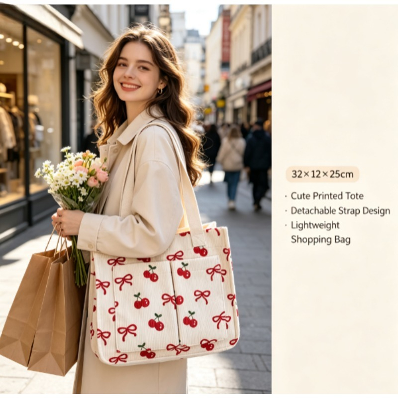 حقيبة كوردروي عصرية صديقة للبي - مراجعة Women Handheld Bags وسعره